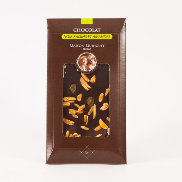 tablette de chocolat noir raisins et amandes